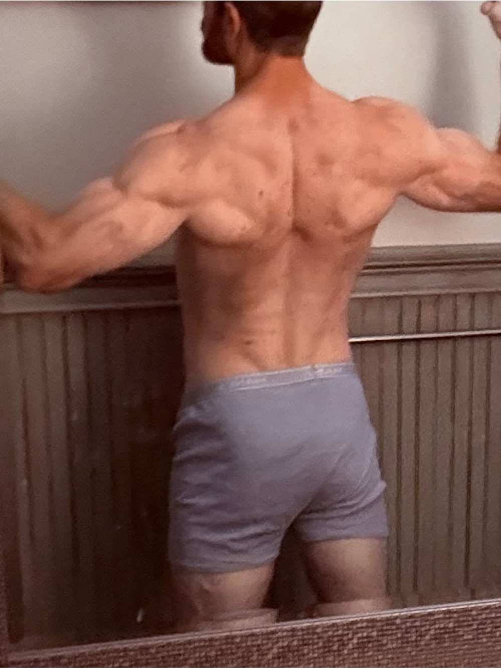 Used Hanes Men's Boxer Briefs in Light Gray